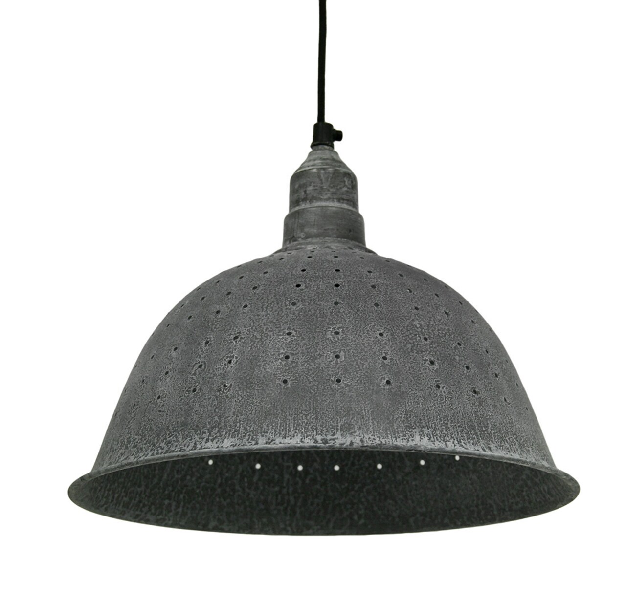 Metal Colander Pendant Light in Weathered Zinc 12 Inches Diameter